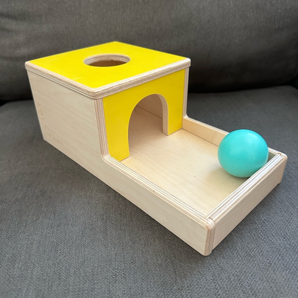 Lovevery Ball Drop Box with one wood ball